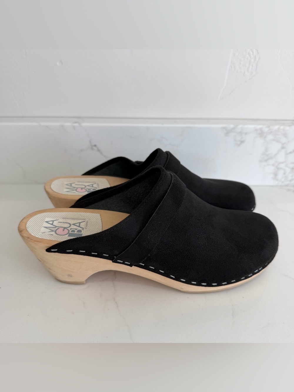 Maguba Slingback Mule Clogs Classic Closed Toe Black Suede Women's US Sz 9.5-10